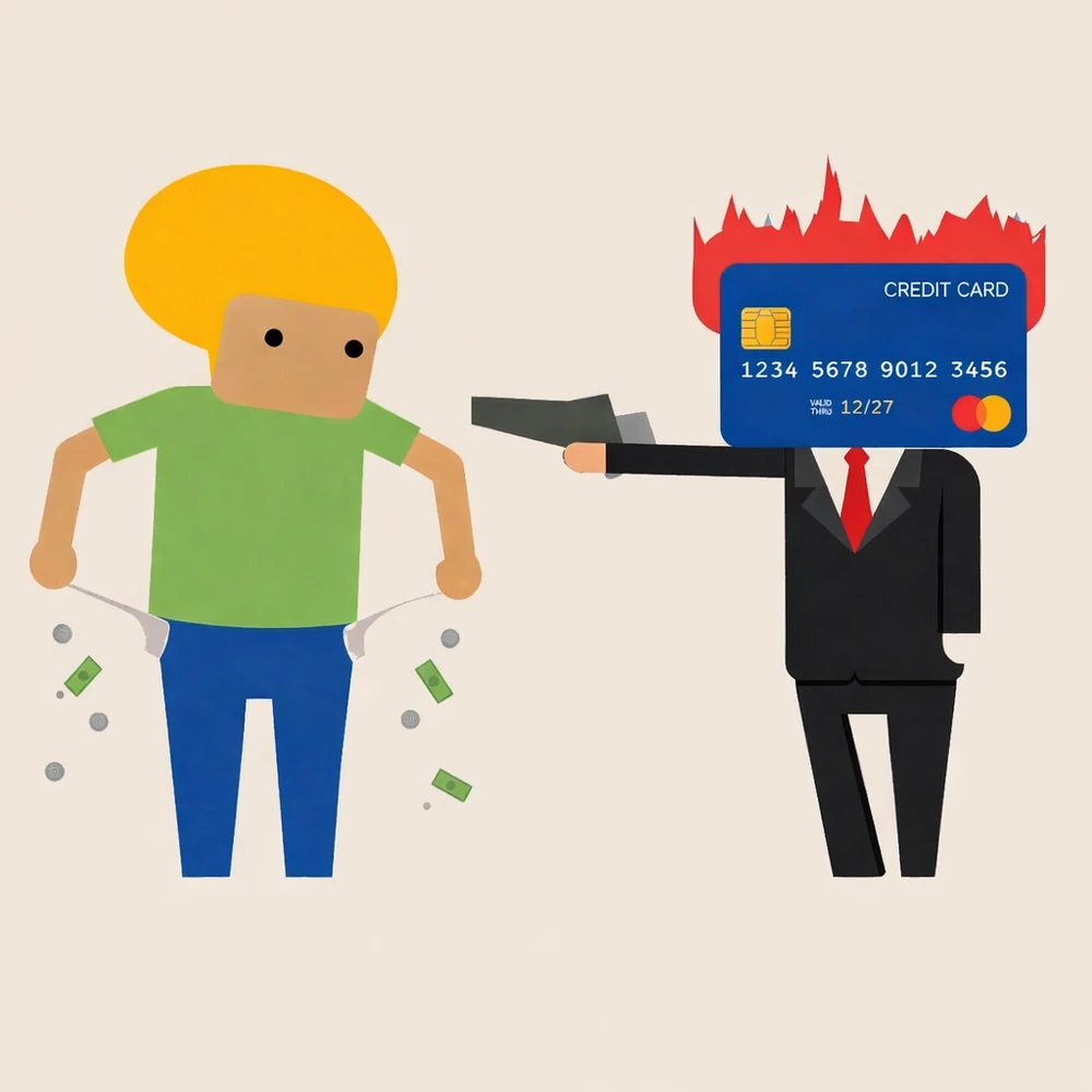 Image of Banker Taking Money By Force From Consumer